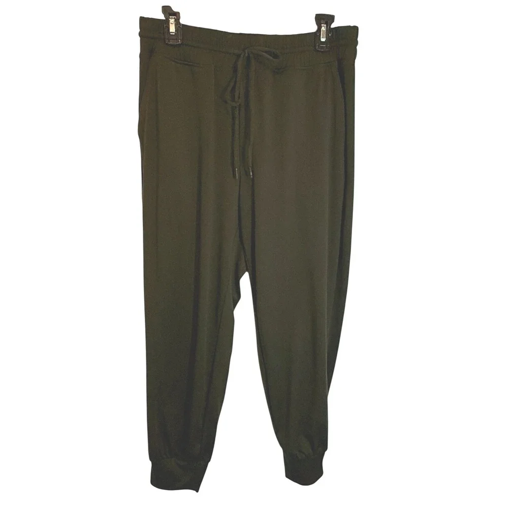 Lou & Grey Olive Green Jogger Pants Womens Large Drawstring Waist Pockets Lounge